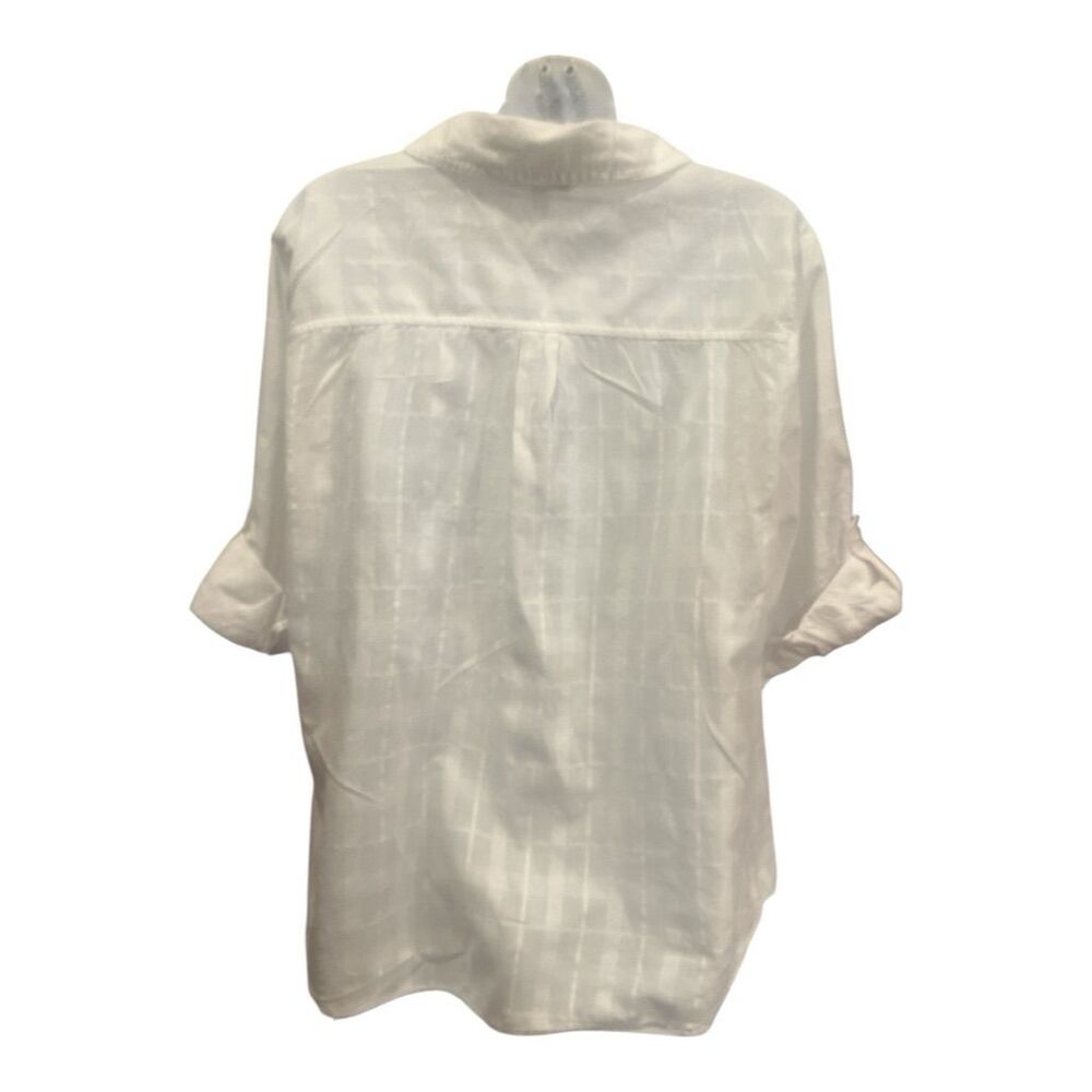 Croft & Barrow Women's XL Plaid Short Sleeve White shirt - Picture 2 of 13